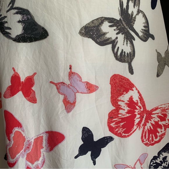 Laura Ashley Vintage Silk-Blend Dress A-Line Midi Multi Butterfly Print UK 14 - Picture 12 of 16